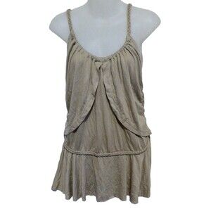 Licorice Braided Blouse Cami Tank Top Size Large ~ Beige Tan